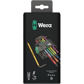 Wera - 05073599001 967 Spkl/9 Torx Bo Multicolor Juego de llaves en L para tornillos Torx a prueba de manipulaciones, Blacklaser, 9 piezas