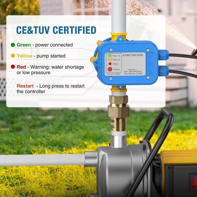 Smart Pressure Switch for Well Pump, Automatic Water Pumps Switch,