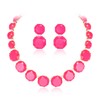 Flyonce Hot Pink Rhinestone Statement Choker Necklace Earrings Set, Round