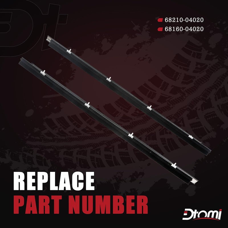 Dtomi Front Door Window Belt Weatherstrip, Moulding Trim Seal Compatible