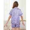 MyFav Girls Pajama Set Short Sleeve Button Down Silky Satin