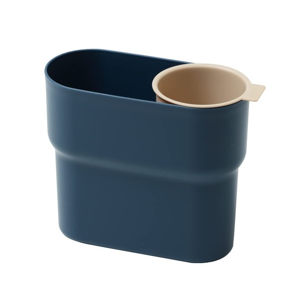 ideaco Trash can niko one Trash Can Sorter with Cup, Indigo & Beige, 2.5 gal (7 L)
