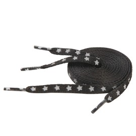 5Chaos Reflective Star Shoelaces, Jogging Running Night Club Party Dancing Shoe Laces for Women Kids Girls Men, Shoestring with Aglets 1Pair (43" (110CM), Black)