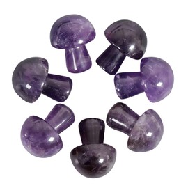 Lovionus89 Pack of 7 Crystal Mushroom Sculpture Stone Statue Figurine, Hand Carved Gemstone Mushrooms Craft Healing Chakra Decor, Amethyst