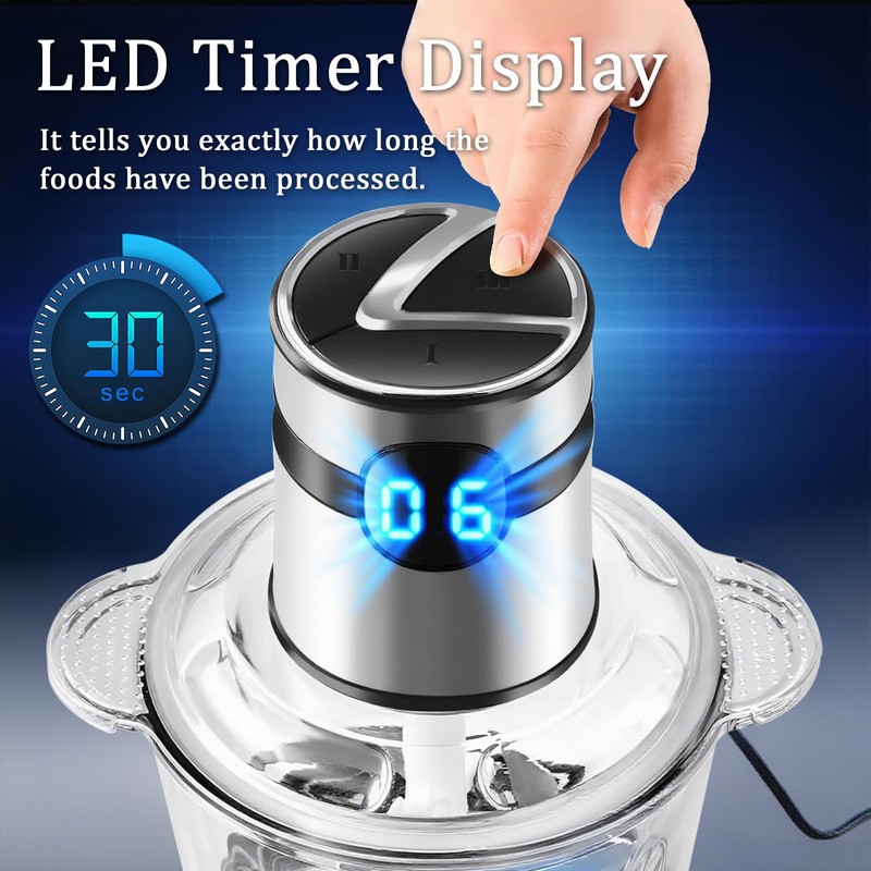 Electric Food Processor, 500W Vegetable Chopper Meat Grinder with 8cups/2L