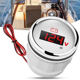 Linkstyle 12V 24V Voltmeter Gauge, Waterproof Volt Meter 12 Volt, 52mm Battery Voltage Gauge with Smart Alarm for Boat Marine RV