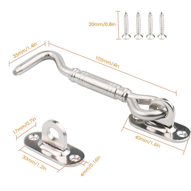 Stainless Steel Cabin Hook, Tiberham Heavy Duty Eye Latch Lock,