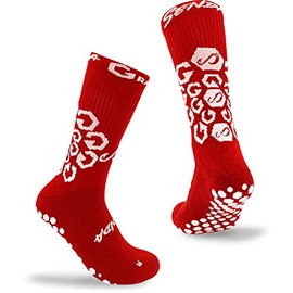 SENDA Unisex gravity performance grip socks with non-slip technology, crew length non-slip socks