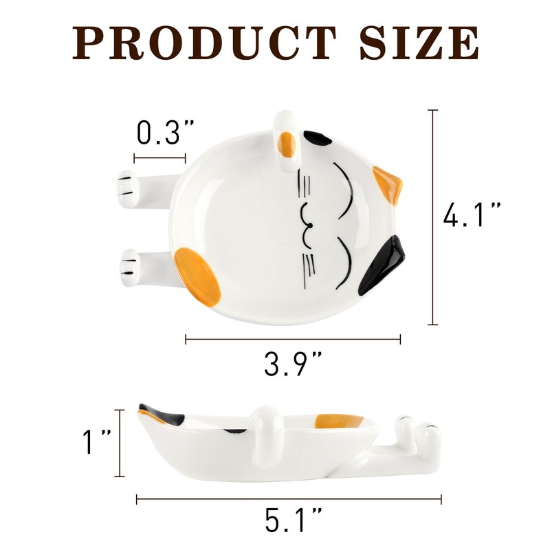 TBWHL Cat Shaped Spoon Rests 2pcs (Red & Yellow)