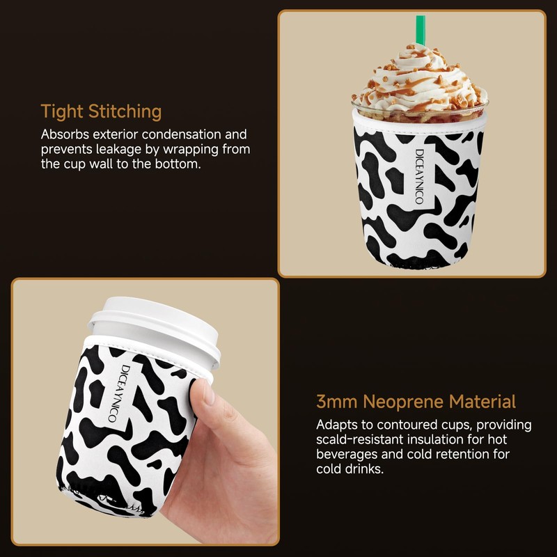 Diceaynico Cup Sleeve, 3 Pack Reusable Cup Cooler 3 Size