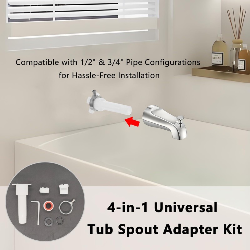 YKEBVPW Tub Spout Adapter Four-in-One Universal Bathtub Faucet Spout Diverter