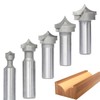 Akylin 5pcs Point Cutting Roundover Router Bit Set,1/2" Shank,Cutting Dia.