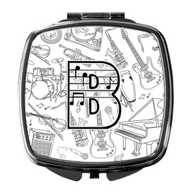 Caroline's Treasures CJ2007-BSCM Letter B Musical Note Letters Compact Mirror Decorative Travel Makeup Mirror for Women Girls Gifts Pocket Makeup Mirror Folding Handheld