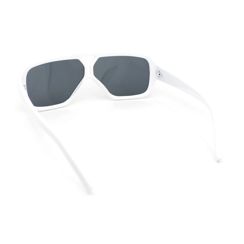 SA106 Double Bridge Flat Top Mafia Racer Rectangular Plastic Sunglasses