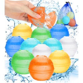 Reusable Water Balloons for Kids Adults,Refillable Water Balls Summer Water Toys DOLNOW Quick Fill Self-Sealing Silicone Water Balloons Outdoor Pool Toys for Boys Girls with Mesh Bag