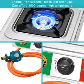 Vivicreate 10000 BTU Single Burner Propane Gas Stove Outdoor Camping Cooker Portable Stainless Steel Cooktop with Hose for BBQ Frying Boiling High BTU Estufa de Gas Portátil Fogón de Gas