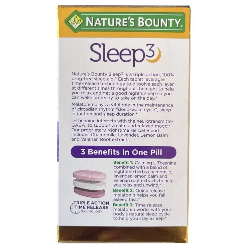 Nature’s Bounty Sleep3 10mg 120 tablets. EXP:8/2025
