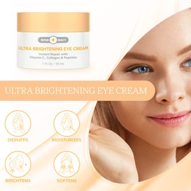 Repair Beauty Vitamin C, Collagen and Peptides Eye Cream - Reduces Dark Circles, Puffiness & Eye Bags, Brightening Under Eye Cream - Cruelty Free Korean Skincare For All Skin Types - 1.0 Fl. oz/ 30ml