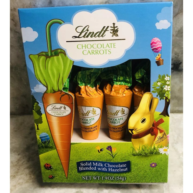 Lindt Carrots, Solid Milk Chocolate Blended W/ Hazelnut:1.9oz