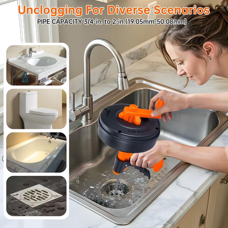 SPRIDRAIN Drain Snake Clog Remover - Hair Drain Auger Tool