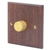 Dimmer Switch with Brass Knob Black Walnut Wood Rotary Dimming
