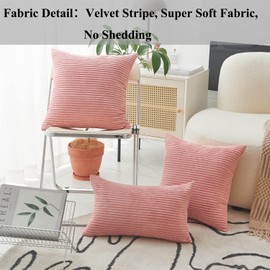 Home Brilliant Pink Cushion Covers 45 x 45 Set of 2 Decorative Corduroy Throw Pillow Covers Valentine's Day GIft Decor, 2 Pcs, Baby Pink, (45x45 cm, 18 inch)