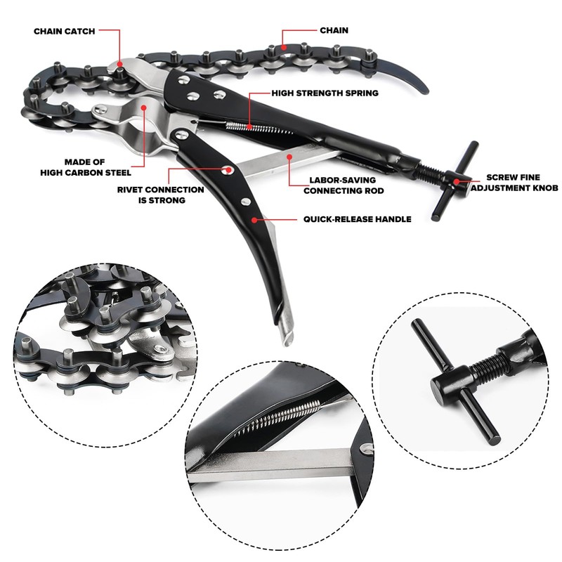UVVRUR Exhaust Chain Separator Chain Cutter with Exhaust Spring Hook