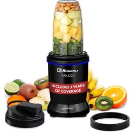 Licuadora Personal Koblenz MixGo Batidora Portátil, 1000 Watts, con Vaso de 900 ml, 6 Accesorios, Nutrición en 1 minuto, Ideal para Jugos, Smoothies  