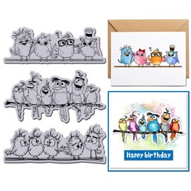 GLOBLELAND Funny Bird Cling Rubber Stamp 22x18cm Cute Bird Frame EVA Cling Mount Stamps Cartoon Animals Rubber Stamp Set for Card Making Photo Album Decor Decoration DIY Scrapbooking