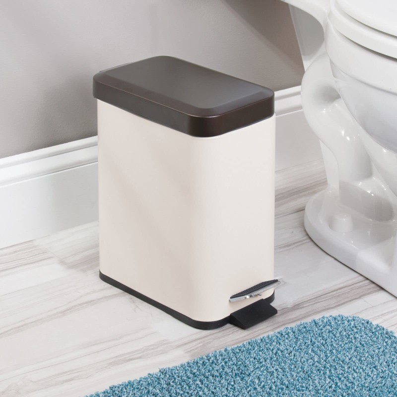 mDesign Small Modern 1.3 Gallon Rectangle Metal Lidded Step Trash