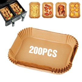 200 Stück Backpapier für Heißluftfritteuse,Rechteckig Airfryer Backpapier ölfest Antihaft Air Fryer Paper,Kompatibel mit Ninja AF300EU AF400EU,Princess und anderen Dual Zone Air Fryer