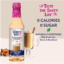 Jordan's Skinny Syrups Sugar Free Syrup, Cinnamon Dolce Syrup, 12.6 oz, Zero Sugar and Zero Calorie Flavoring for Coffee, Protein Shake, Cocktail or Mocktail Drinks and More, Naturally Sweetened Line