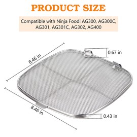 Stainless Steel Splatter Shield for Ninja Foodi AG301, Air Fryer Accessories Replacement Parts for Ninja Foodi 5-in-1 Indoor Grill AG300, AG300C,AG301C, AG302