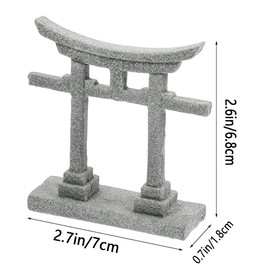 livelyfish Japanese Shinto Torii Gate Fish Tank Decorations Asian Aquarium Statue Decor Japan Shrine Oriental Pagoda Bridge Sandstone Ornament Betta Fish Decorations for Tanks, Grey, S