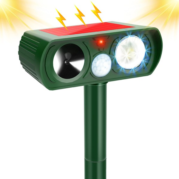 Ultrasonic Cat Deterrent Outdoor, Solar Powered Deterrent with Motion Sensor