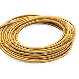 5 Metres 0.75 mm² Cable Vintage Antique Braided Twisted Fabric Lighting Cable Woven Silk Flexible Wire Cord Light, 300.00 V (Golden)