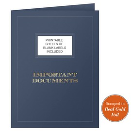 The Gallery Collection, 50 Count, Blue, Important Documents Pocket Folders, Golf Foil with Customizable Labels, for Professional Use (9 x 12)