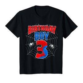 Kids Spider Web Three 3 Years Old It's My 3rd Birthday Boy T-Shirt