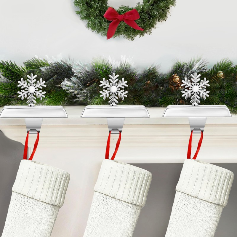 Set of 4 Metal Christmas Stocking Holders for Mantle,Heavy Duty