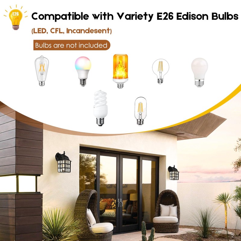 Dusk to Dawn Outdoor Wall Light Fixture, Waterproof Exterior Wall