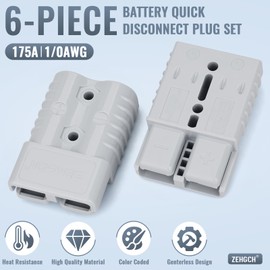 ZEHGCH 175Amp 600V Battery Cable Quick Connect/Disconnect Connector Plug Kit for Car Forklift Motor Winch Trailer (1/0AWG 6PCS Gray)
