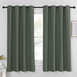 NICETOWN Blackout Curtain 63 inch Length - Grommet Sound Reducing Light Blocking Window Drapes Thermal Curtain for Bedroom/Living Room, Dark Mallard, W52 x L63, 1 Panel