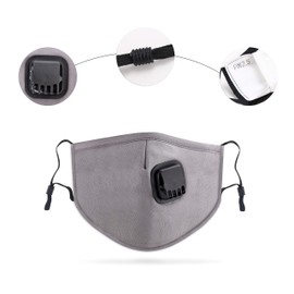 DualVertex Pack of 2 Unisex Dust Mask | Cotton Face Mask– Washable & Reusable with Adjustable Ear Straps and Nose Wire – with Valve and 12 Replaceable filters