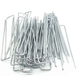 SuperMMarK Garden Landscape Staples, 6 Inch 11 Gauge Galvanized Garden Stakes Ground U Shaped Landscape Pins to Secure Lawn Fabrics Weed Barrier Covers Ground Cover and Landscaping, 100 Pack
