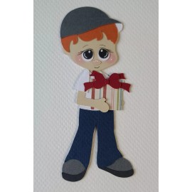 Unbranded Christmas Present Boy Red Hair. Scrapbook, Card Making Paper Piecing