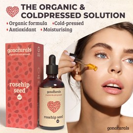GONATURALS Cold Pressed Rosehip Oil for Face - Rosehip Oil: Effective Facial Oil & Body Oil - Ideal Rose Hips Oil With Rose Essential Oils for Skin - Rose Oil for Face & Acne Scars, 100ml