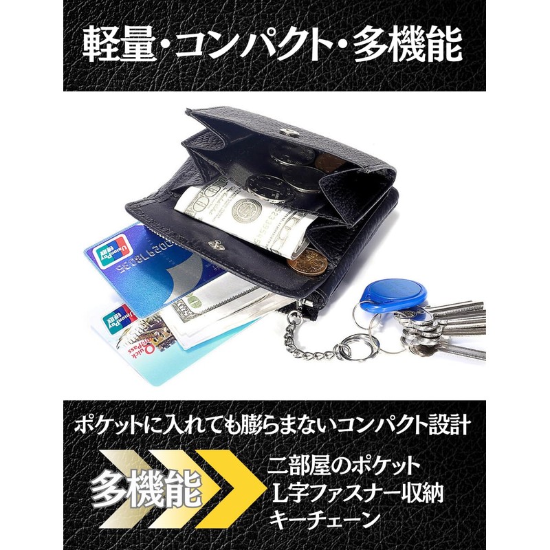 VEROMAN L-Shaped Travel Wallet, L-Shaped Mini Compact Wallet, Travel, Leather,