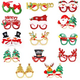 14PCS Christmas Glasses Holiday Glitter Glasses Christmas Frames Eyeglasses Christmas Decoration Accessories Photobooth Props Eyeglasses for Christmas Parties Holiday Favors