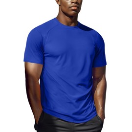 Zengjo Mens Athletic Shirts Short Sleeve Quick Dry Moisture Wicking Gym Workout Tee(Royal Blue,X-Large)