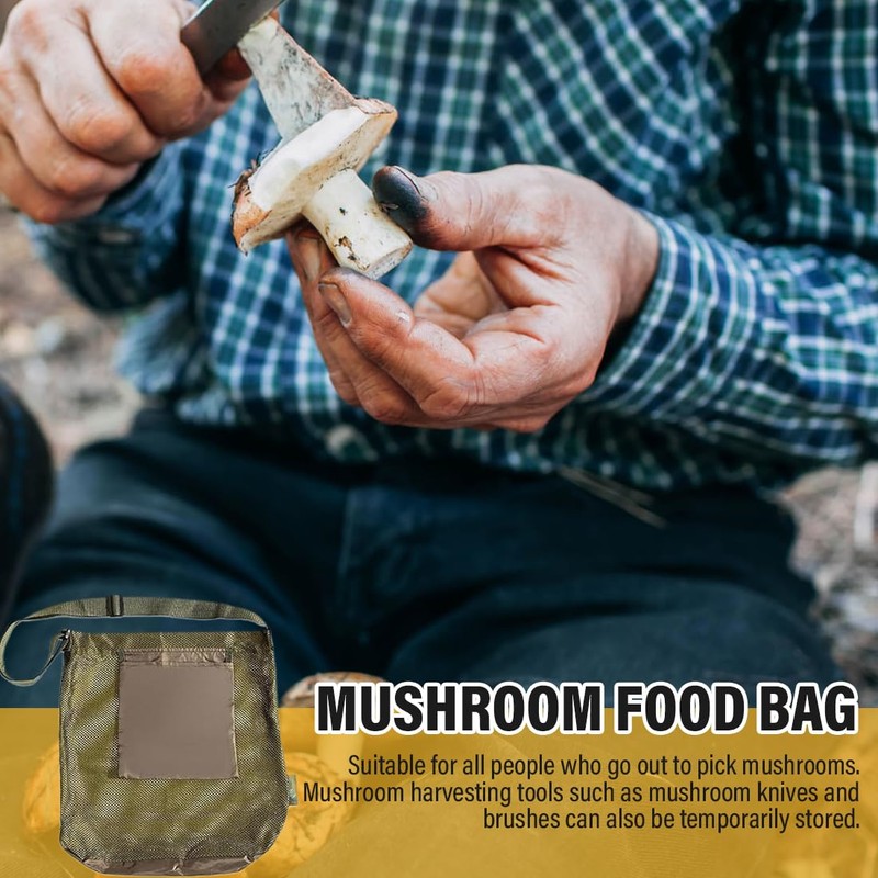 QIBZI Garden Waste Bags, Green Mushroom Picking Bag, Mesh Food